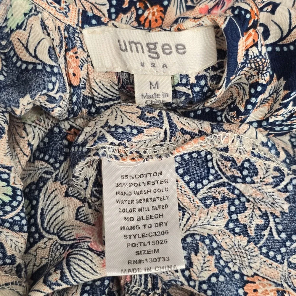 Umgee Women M Paisley High Low Top Crochet Lace Boho Festival Tie Front Coastal - Picture 6 of 11